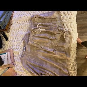 Tan tie dye short and sweatshirt set